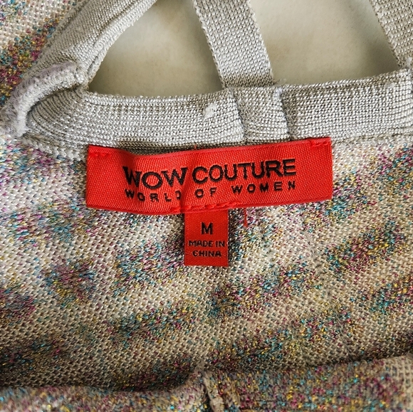 WOW Couture Womens Multicolor Metallic Gray/White Sweater Knit Bodycon Dress |M| - Picture 5 of 7